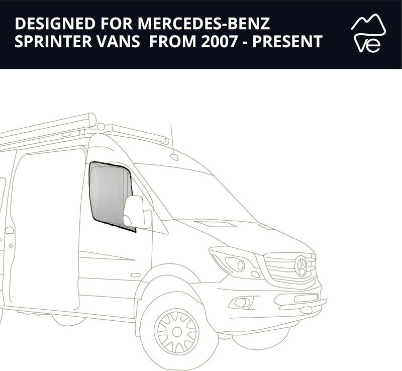 VanEssential Front Door Bug Screens (Pair) Designed for Mercedes-Benz Sprinter Van Years 2007- Current (Models:VS30 & NCV3) - Image 5